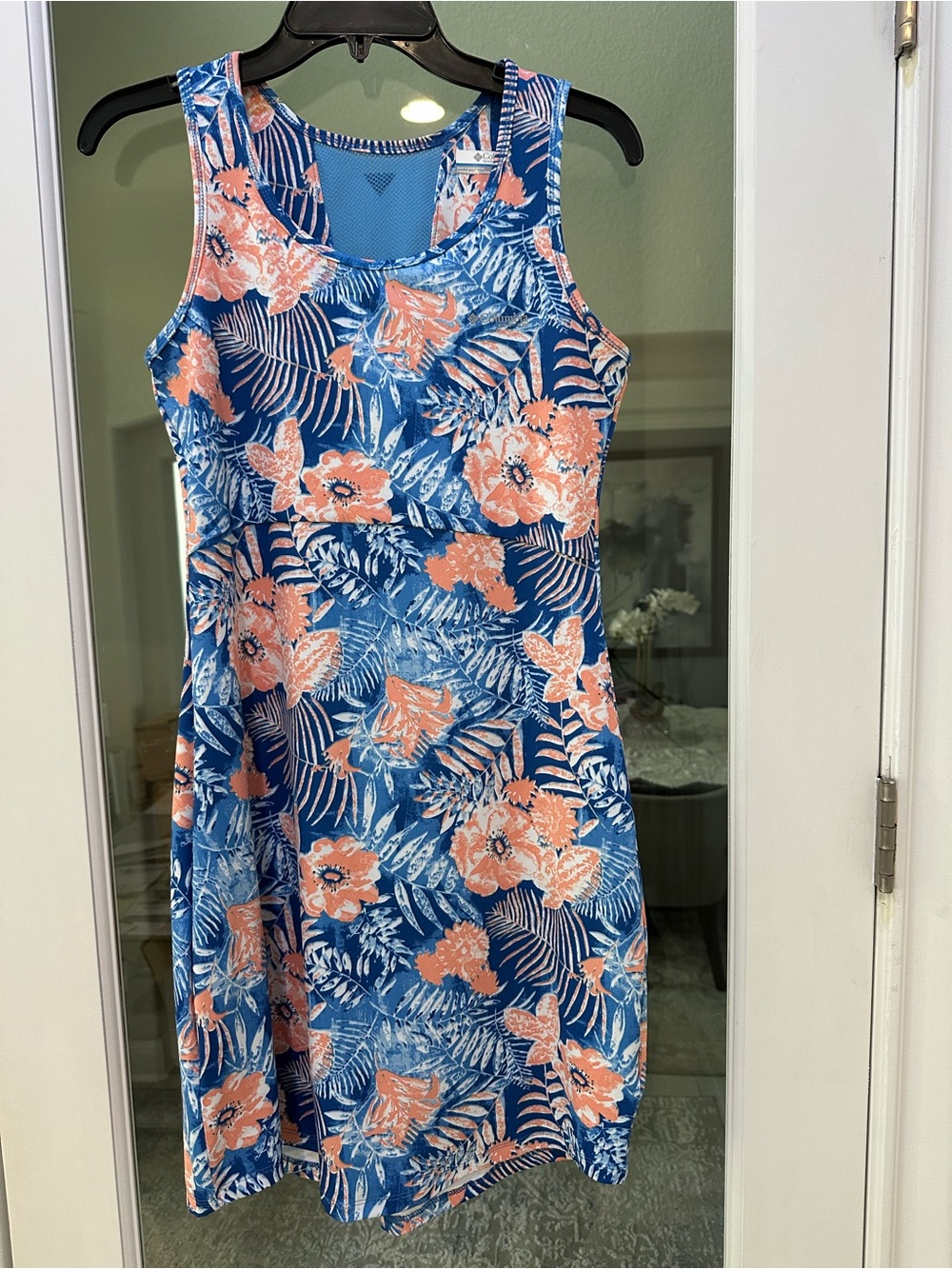 Columbia Blue & Coral stretchy dress